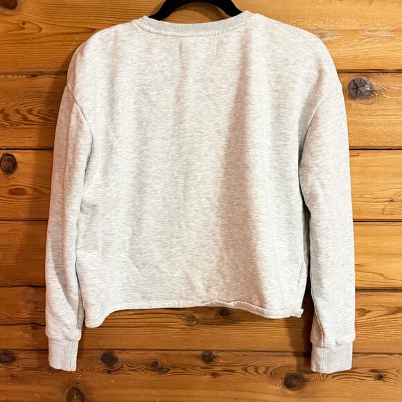 Kangol Crew Neck Cropped Gray Sweatshirt Large Long Sleeves Soft Pullover - Picture 3 of 5